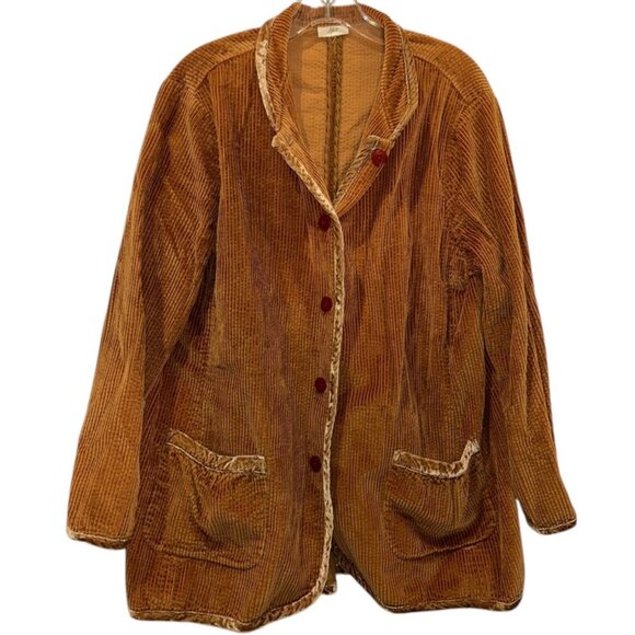J. Jill Jackets & Blazers - J. Jill crumpled professor light brown corduroy velvet trim jacket blazer L